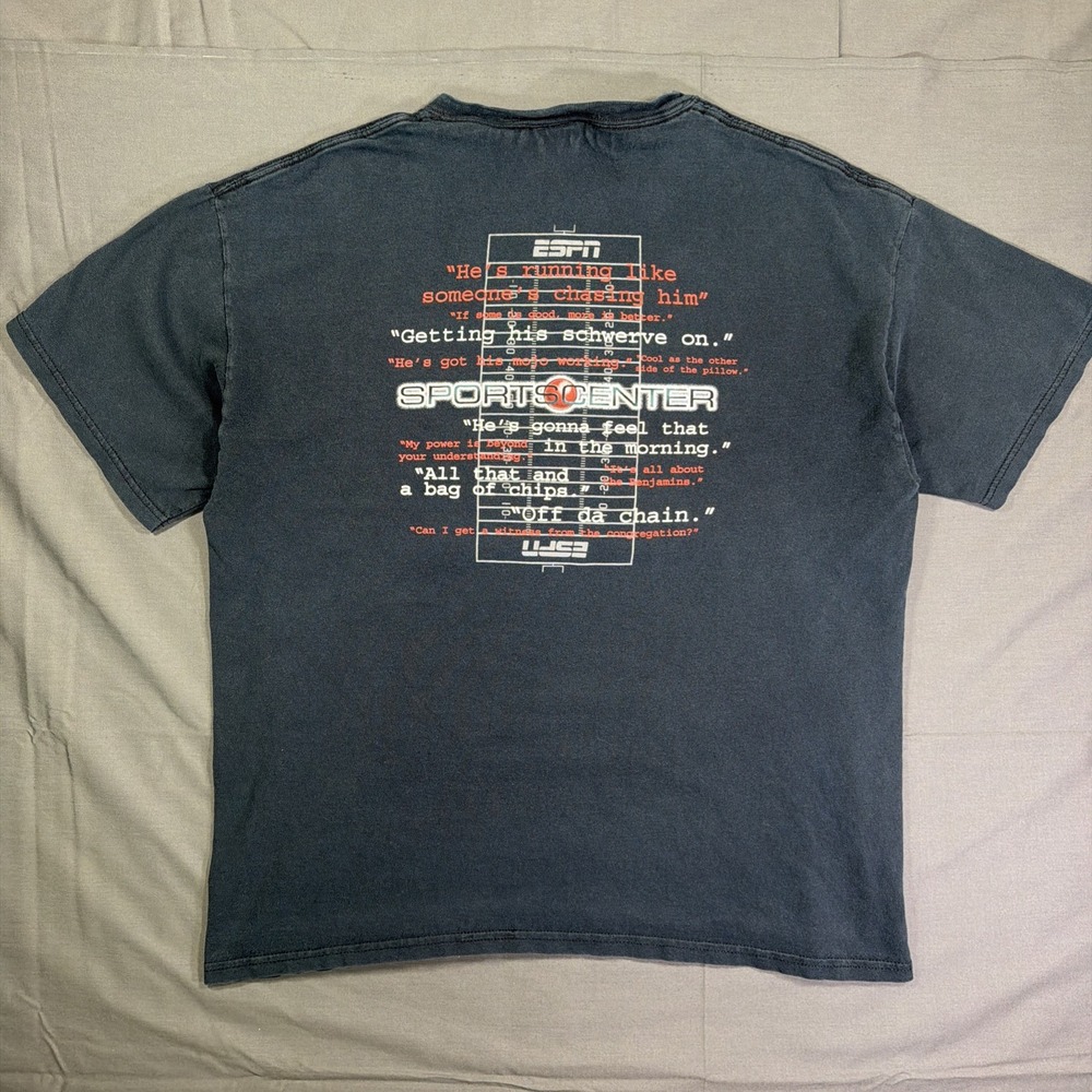 ESPN SportsCenter Vintage T-Shirt Mens XL Black Short Sleeve Football Graphic
